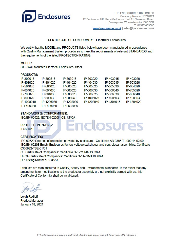 IP Enclosures Test Report - TS EN 60529 IP66 Aluminium Enclosures