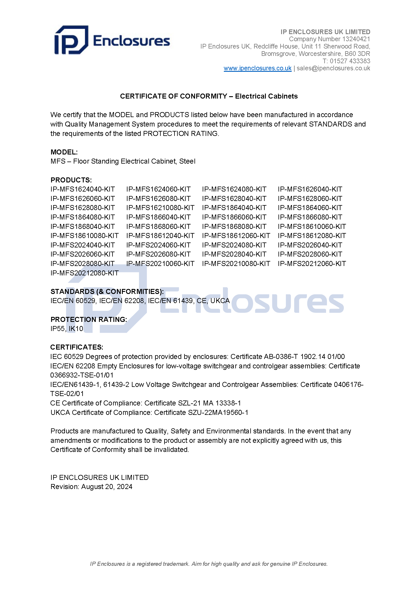 IP Enclosures Test Report - TS EN 60529 IP66 Field Cabinets