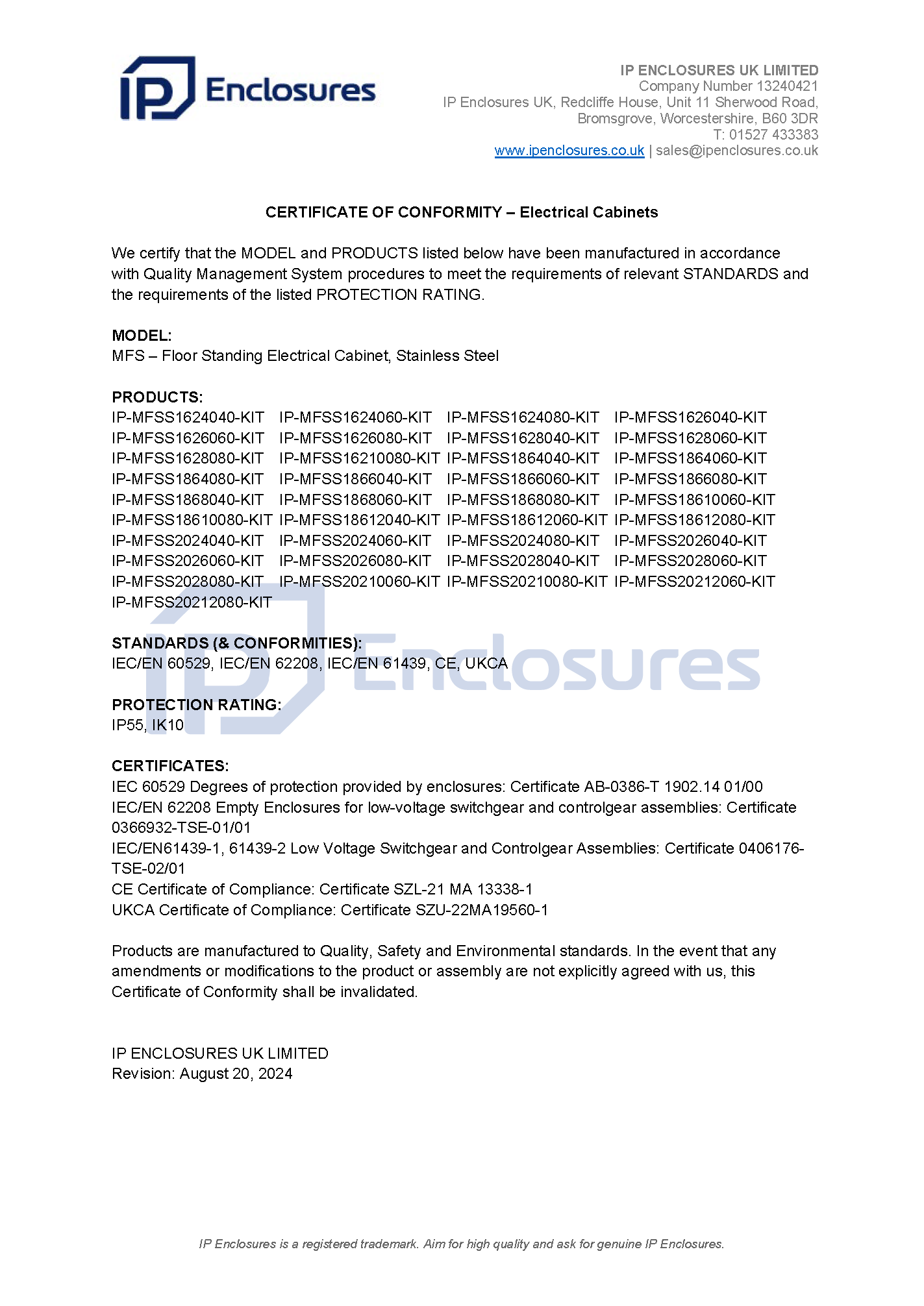 IP Enclosures Test Report - TS EN 60529 IP66 Field Cabinets