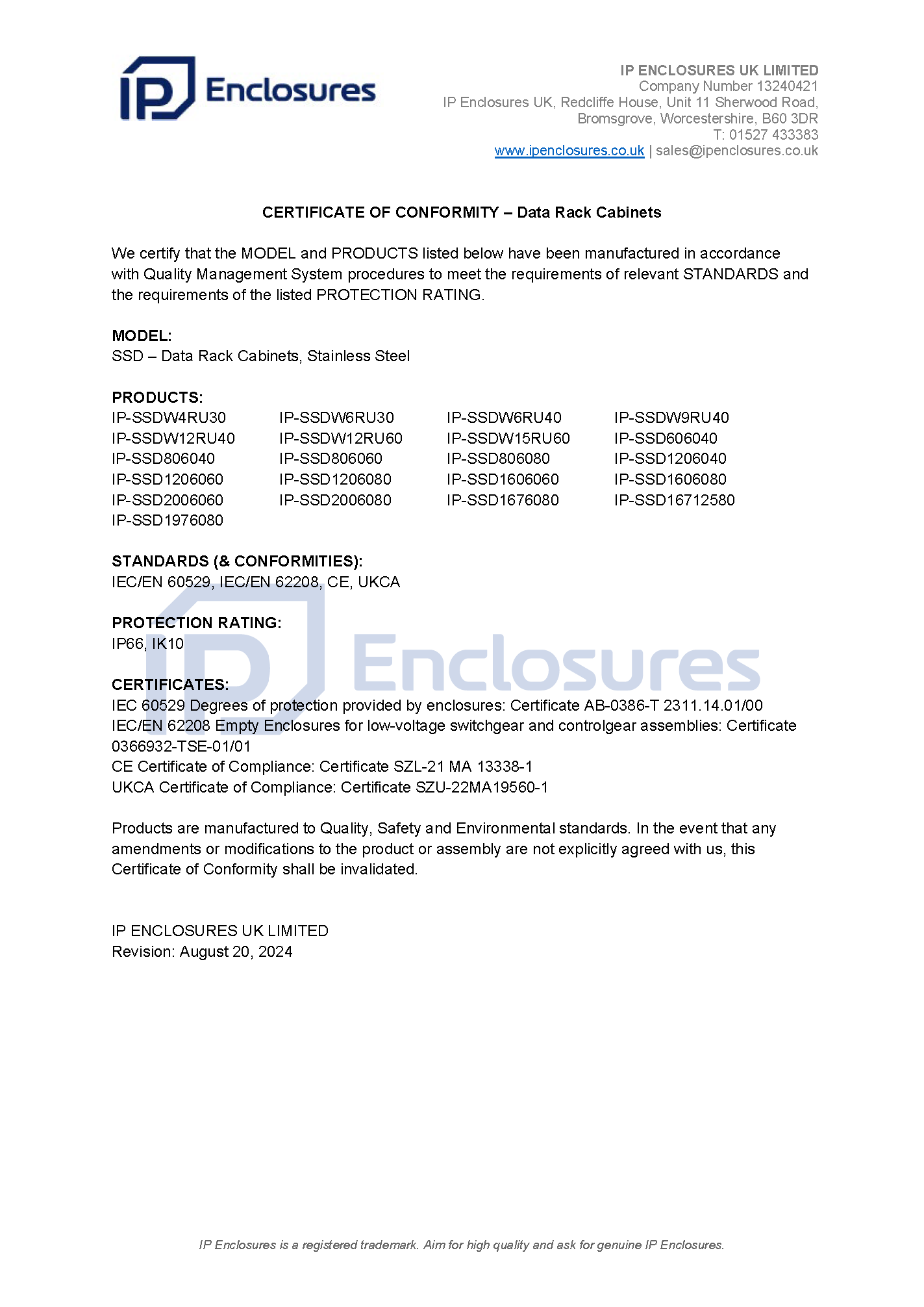 IP Enclosures Test Report - TS EN 60529 IP66 Field Cabinets