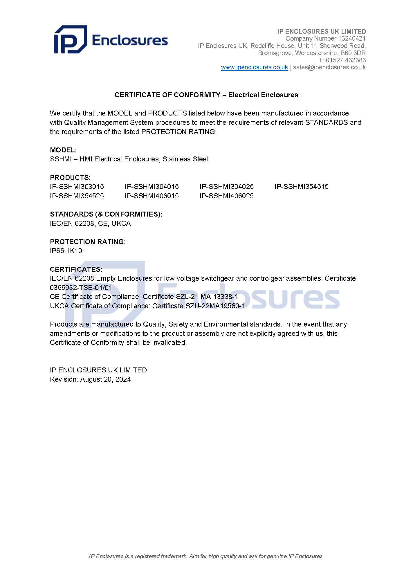 IP Enclosures Test Report - TS EN 60529 IP68 Terminal Boxes